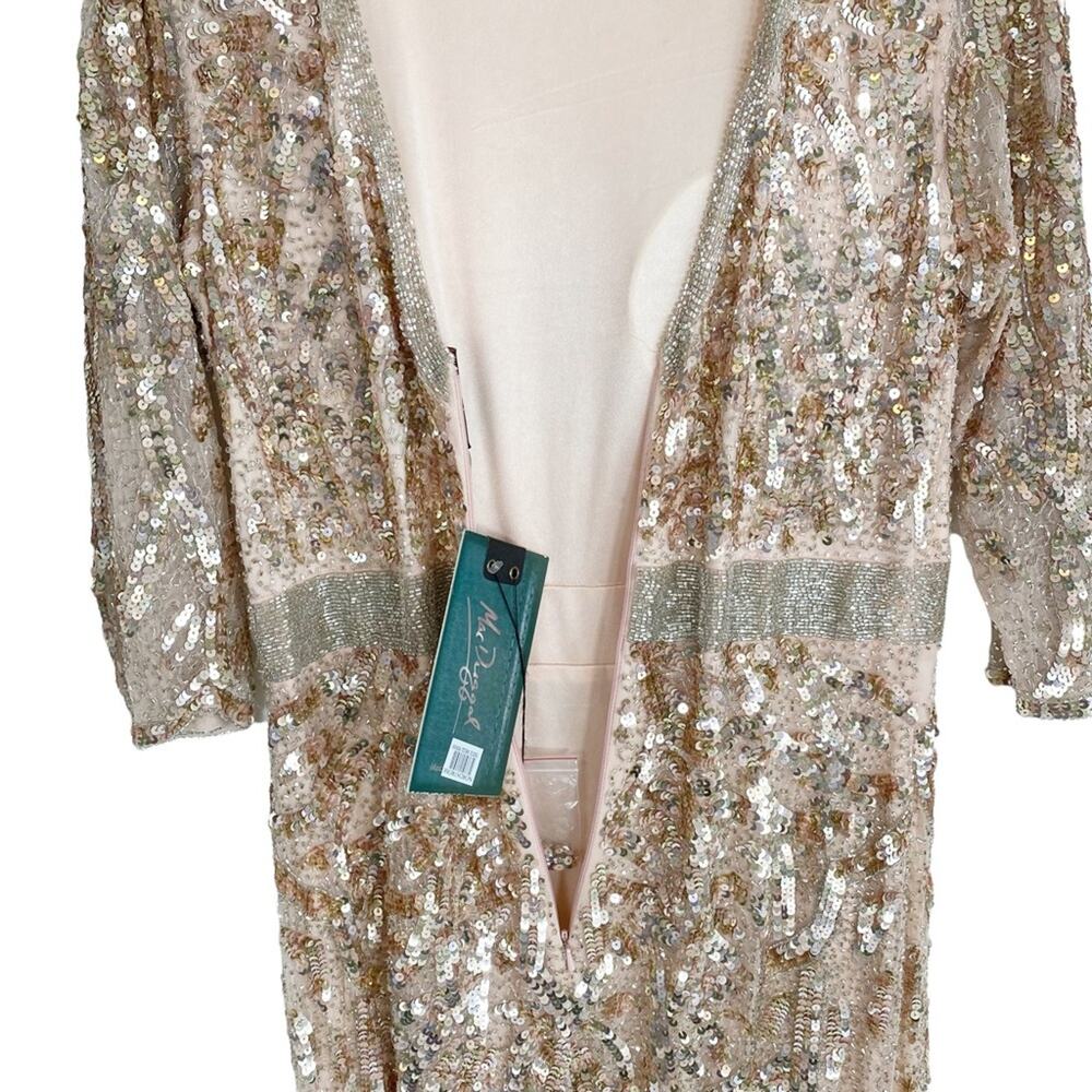 MAC DUGGAL Vintage Blush Rose Gold Sequined Evening Formal Gown - Picture 10 of 16